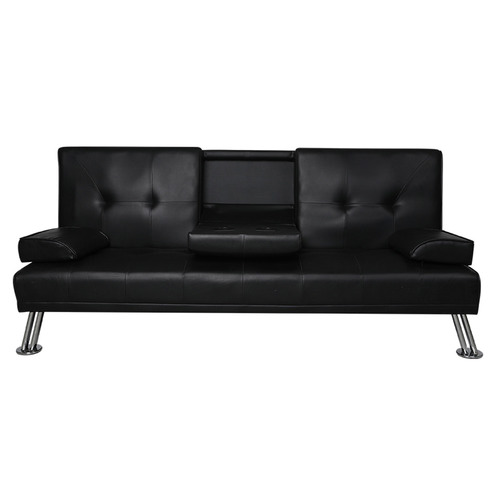 Black deals leather futon